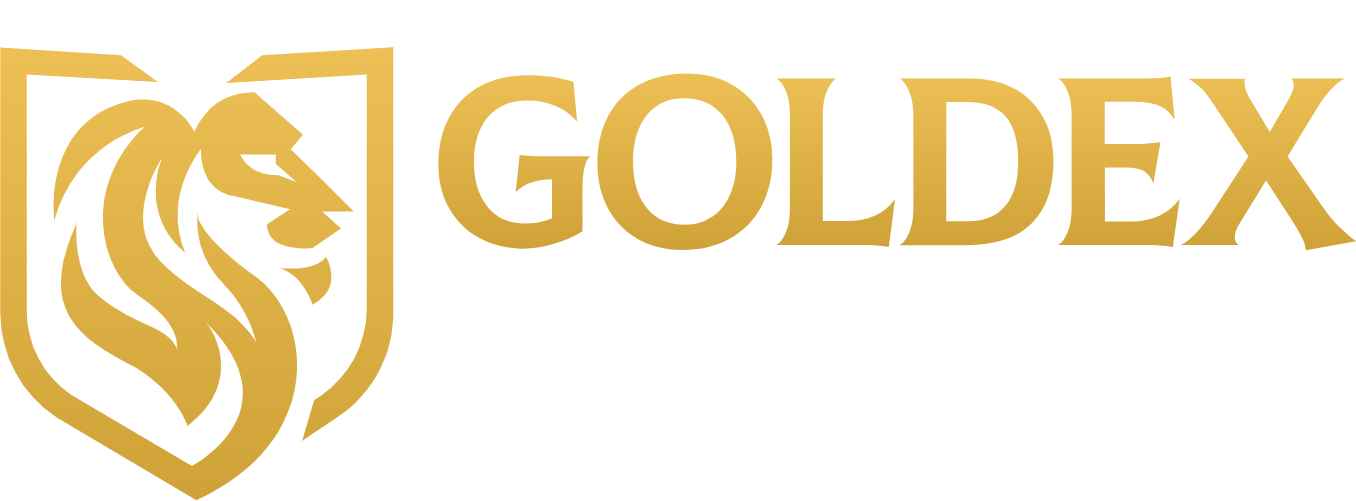 Goldex Casino logo, a gold lion crest above the word Goldex Casino on a dark background